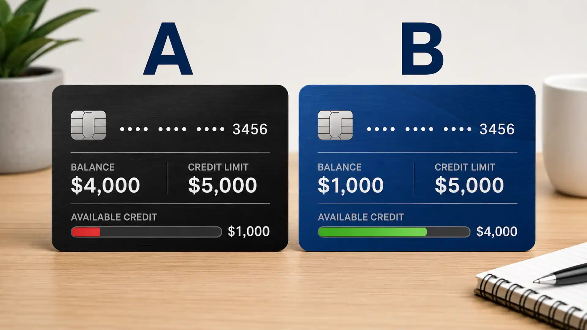 Which card has more available credit left?